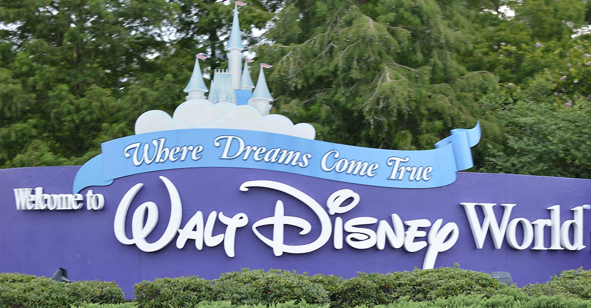 The iconic "Welcome to Walt Disney World, Where Dreams Come True" sign with castle graphic—Disney magic revealed by Bob Iger.