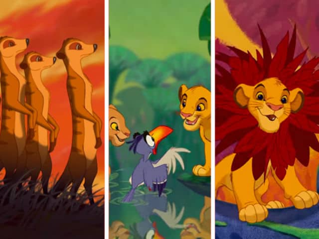 Step into the magic: Meerkats at sunset, animals by the iconic waterhole, and Simba's red mane from The Lion King experience.
