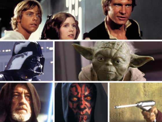Collection of famous Star Wars icons, from Luke to Darth Vader and Yoda, featured in a themed character quiz for fans.