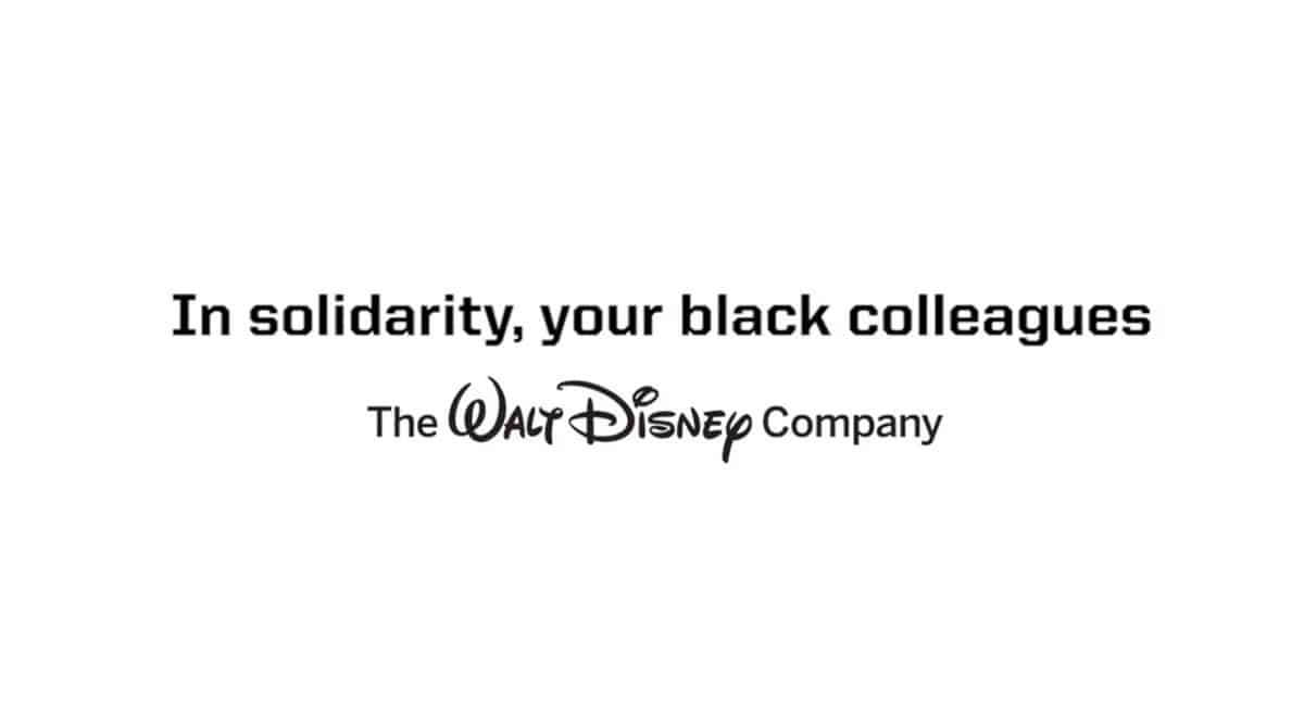 Message from your Black Lives Matter cast members at Disney, with The Walt Disney Company logo on a white background.