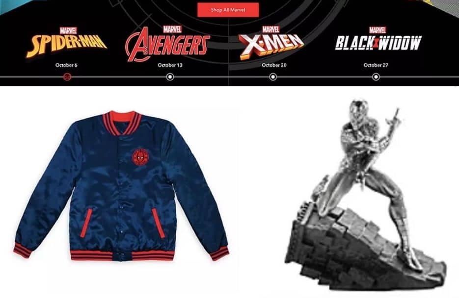 Marvel-themed jackets collage, ideal for October festivities at Disney Parks. Find your fall favorites at ShopDisney!.