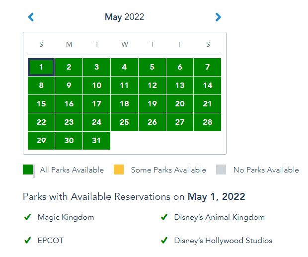 Disney Park Pass Reservation