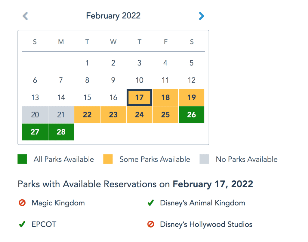 Walt Disney World Park Reservations