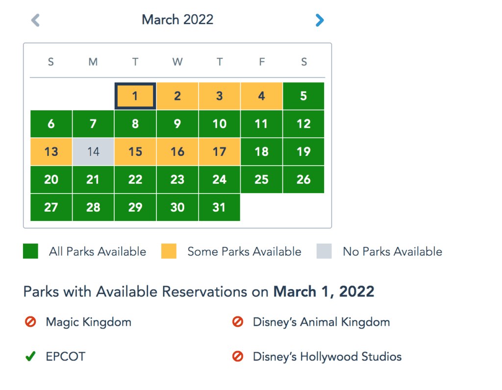 Disney World Park Reservations