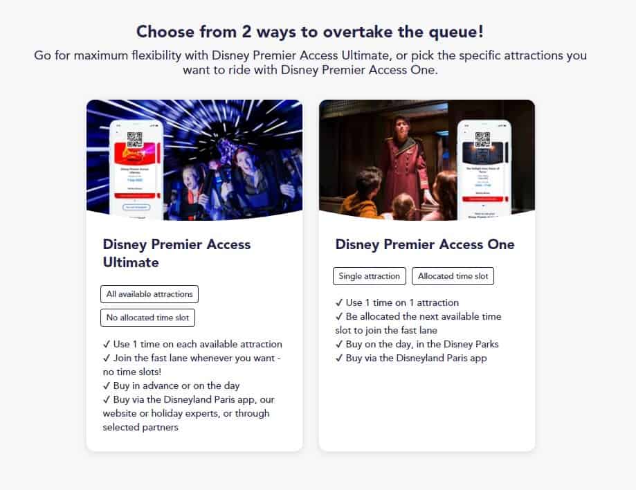 Disneyland Paris Premier Access Options