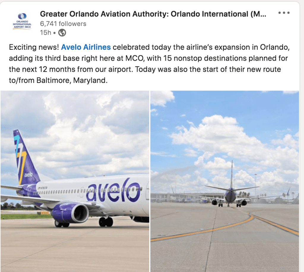 MCO Avelo Airlines Announcement