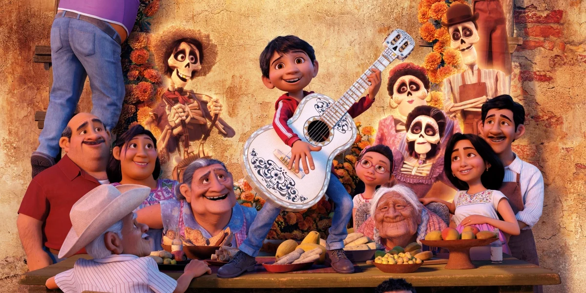 The Coco family, including Abuelita, voice actress Renee Victor.