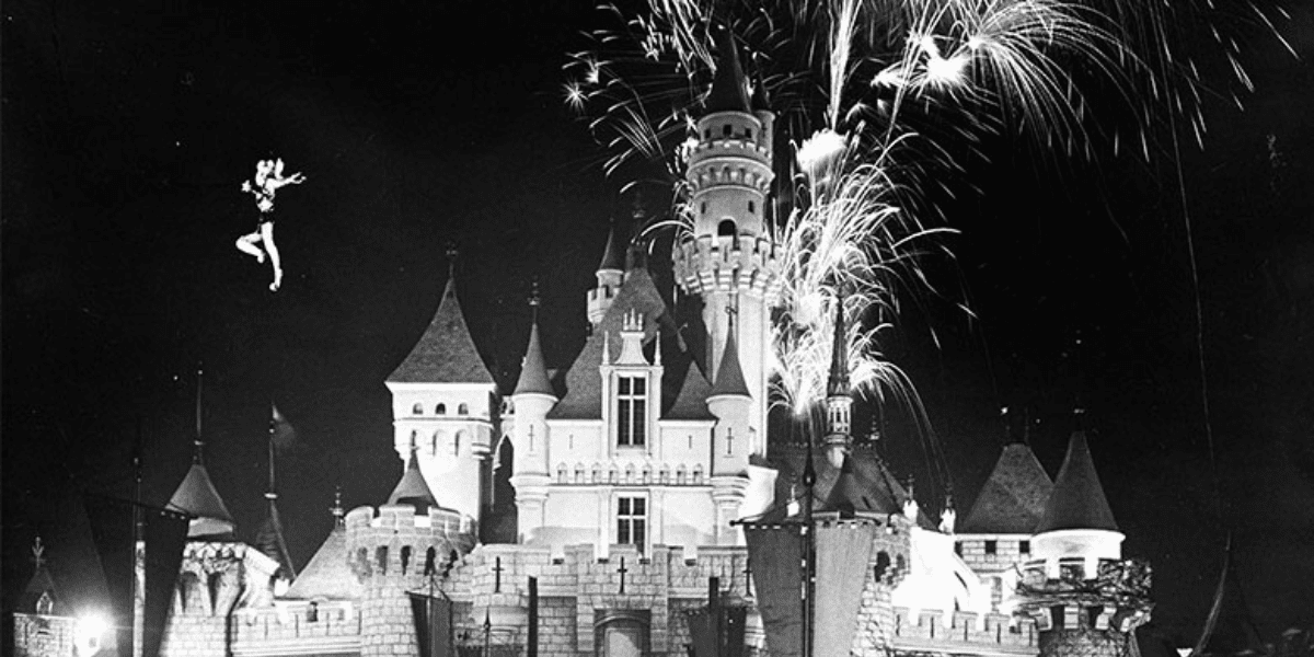 Fantasy in the Sky fireworks show at Disneyland, a vintage photo