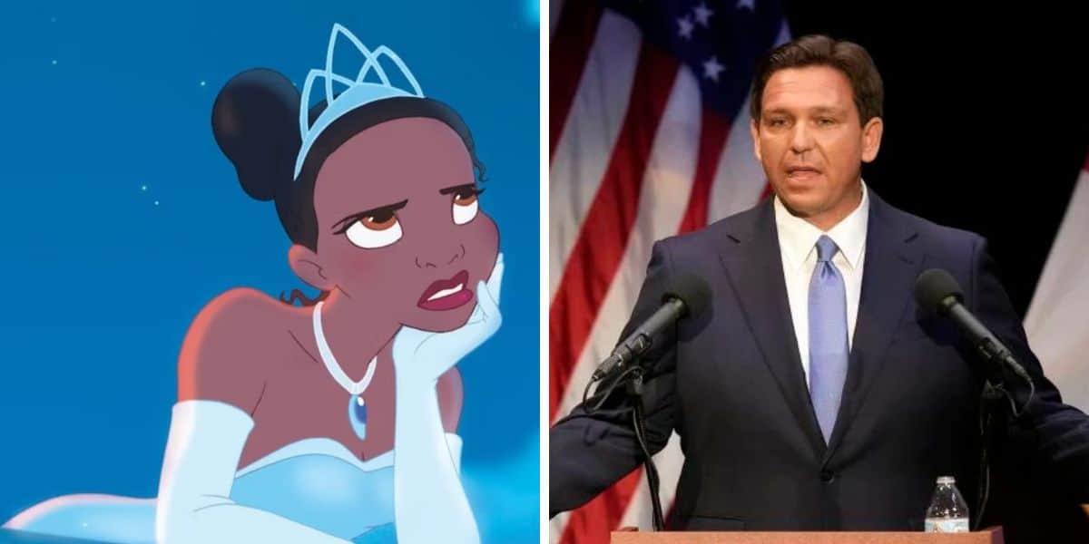 princess tiana glares at governor ron desantis