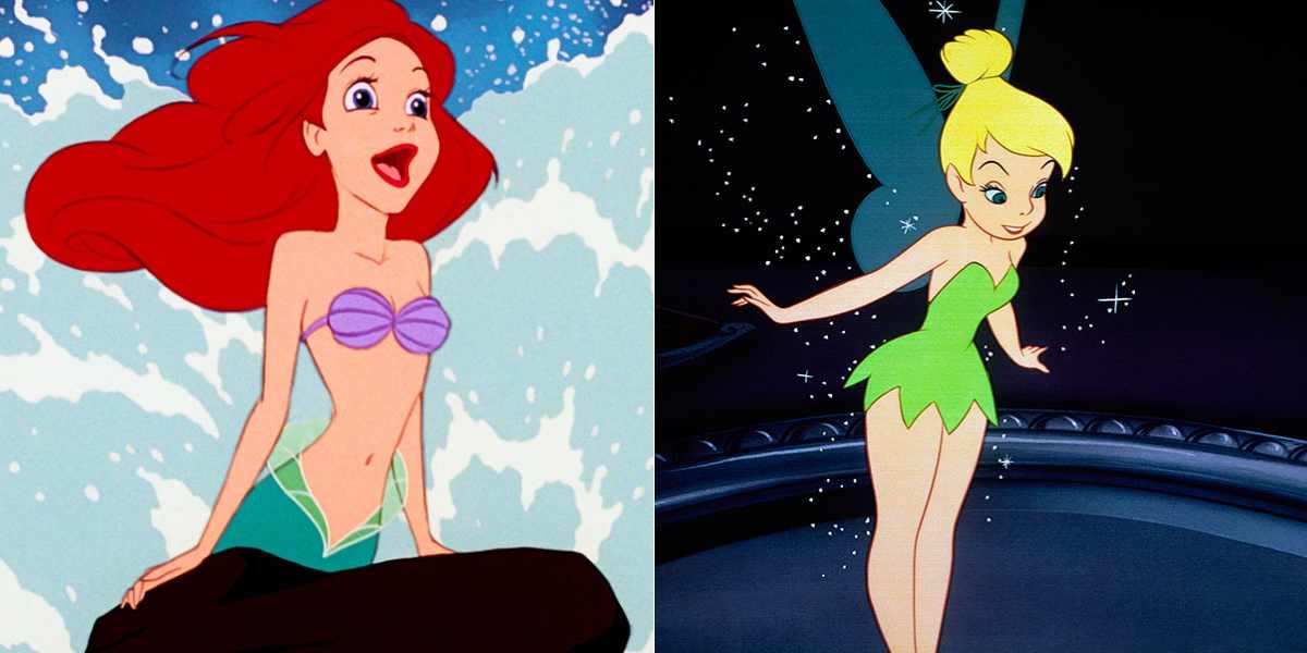 Princess Ariel from The Little Mermaid and Tinker Bell from Peter Pan