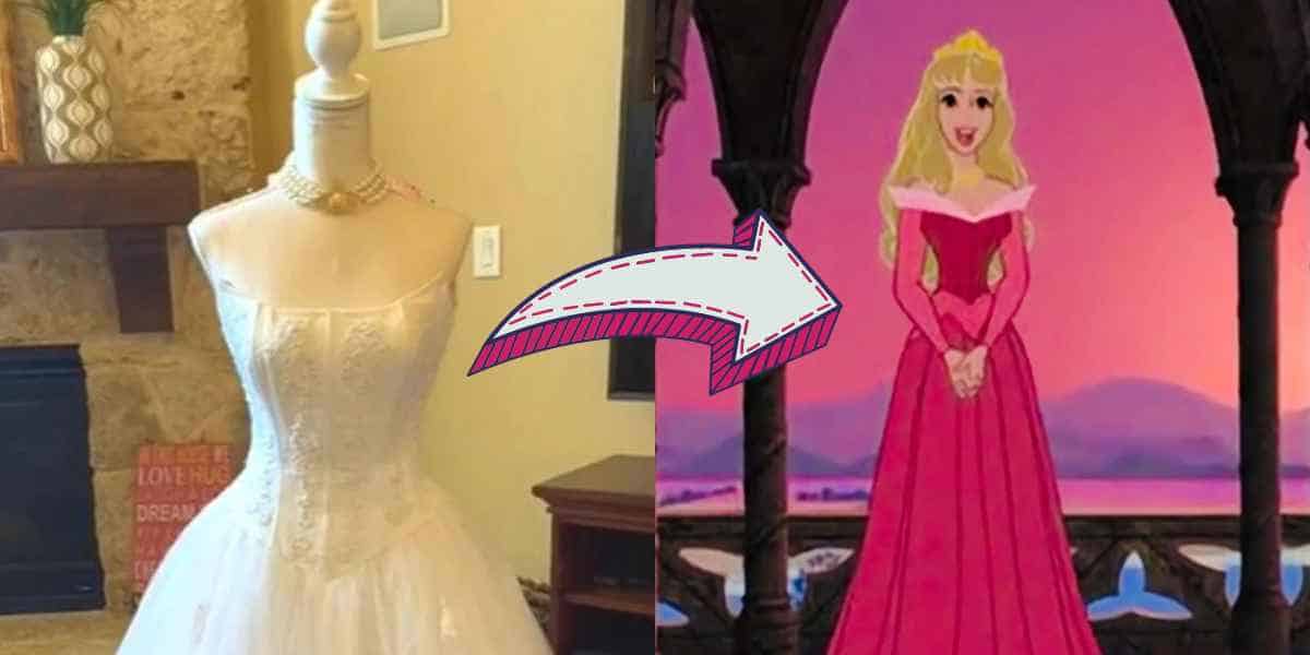 fan turns wedding dress into disney gown