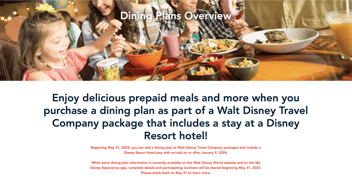 Walt Disney World Resort Dining plan