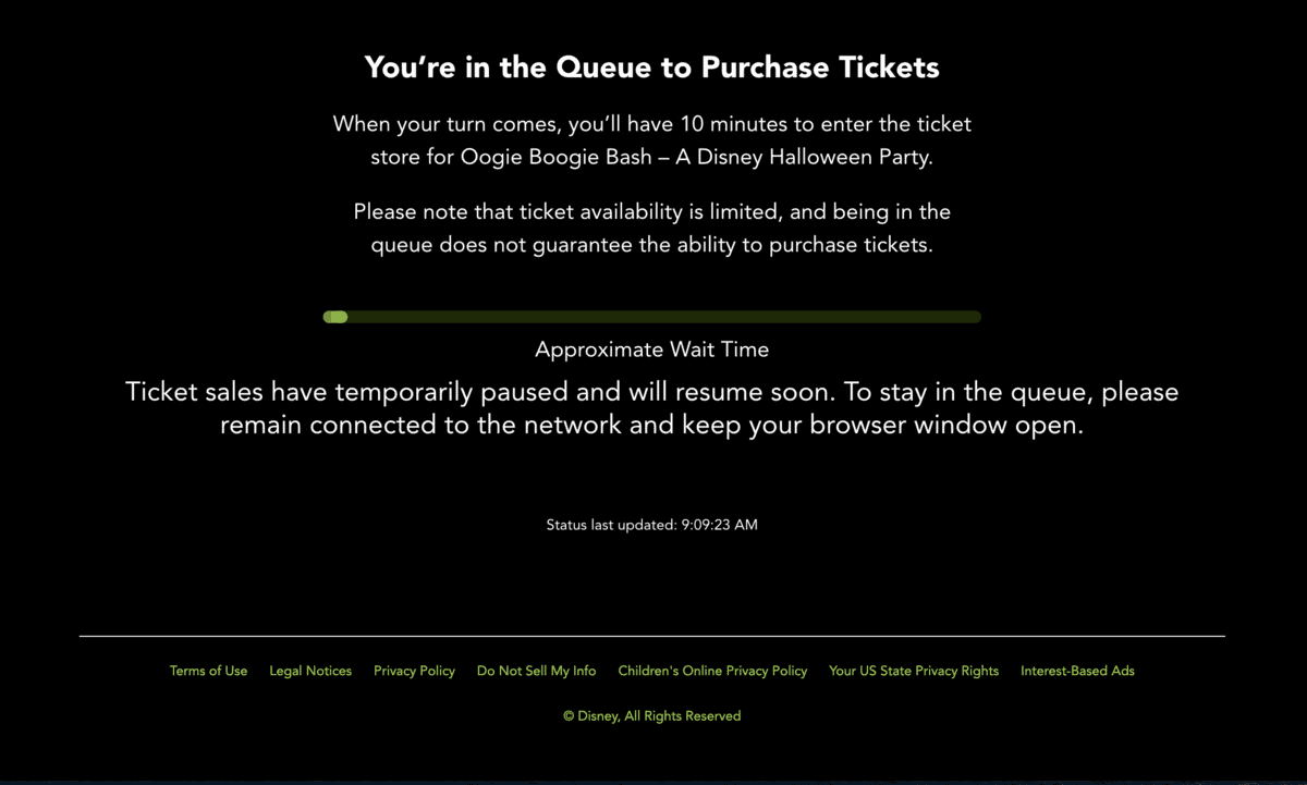 Oogie Boogie Bash ticket sales paused