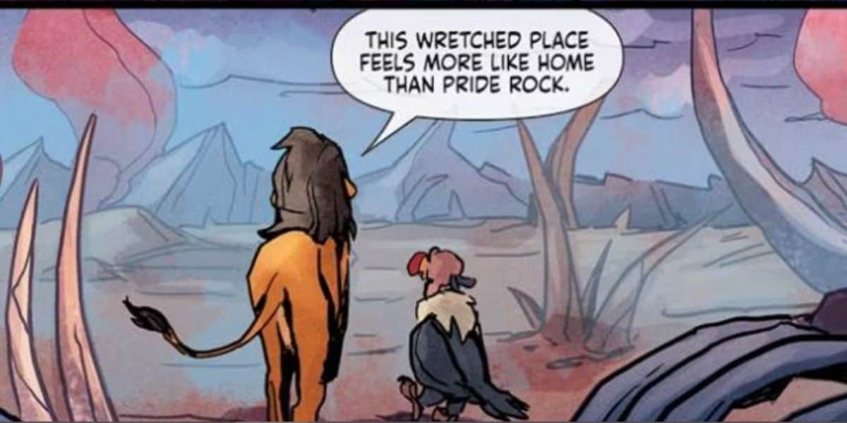 Scar with a vulture in a Scar comic