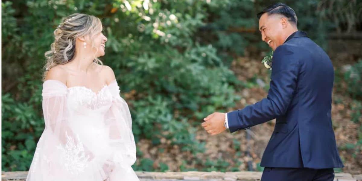 disney-inspired wedding bride and groom