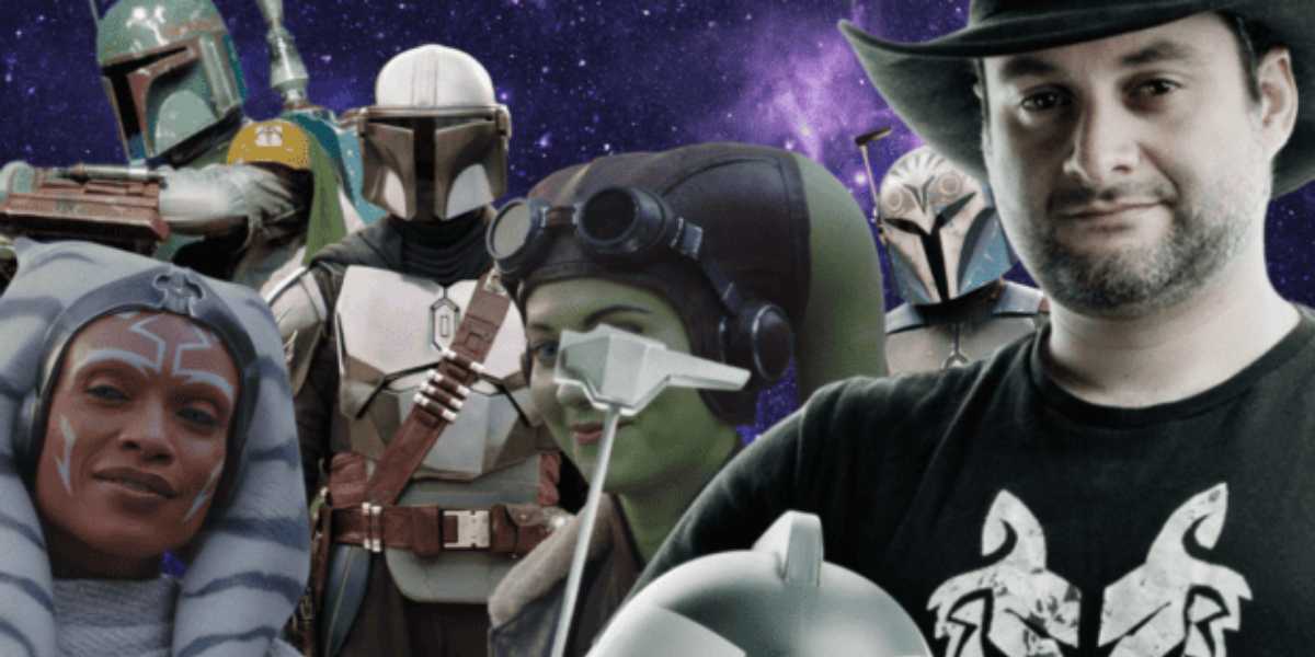 Dave Filoni and Star wars characters behind him