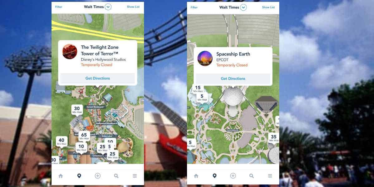 tower of terror and spaceship earth closed