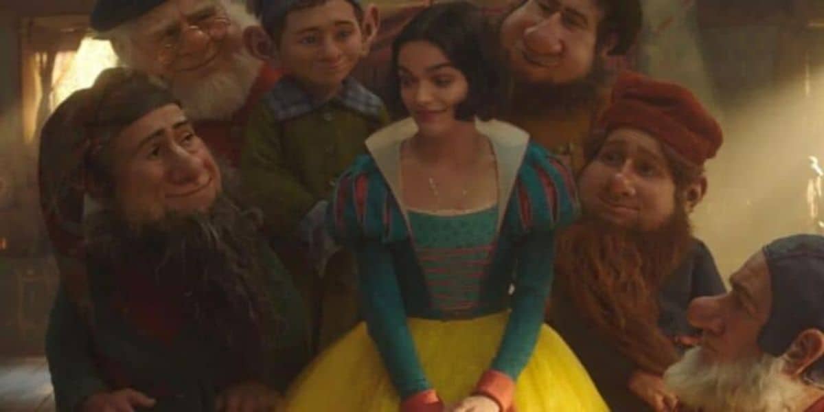 Snow White and the dwarfs in the live-action version