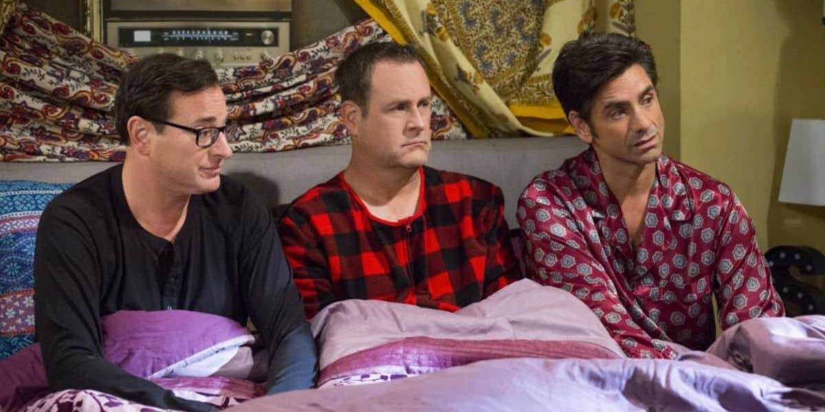 John Stamos, Dave Coulier, and Bob Saget in Fuller House on Netflix