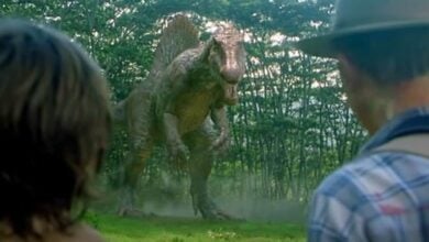 The Spinosaurus catches up with the characters in 'Jurassic Park III'