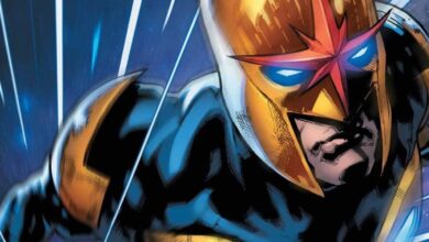 Nova flying in a Marvel Cinematic Universe comic