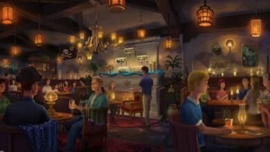 Concept art for the Captain's Quarters in the new Pirates of the Caribbean Lounge / bar