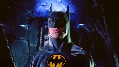Michael Keaton suiting up in 'Batman Returns' (1992)