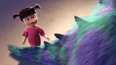 Boo looking at Sulley in 'Monsters, Inc'