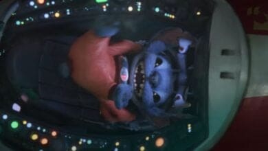 Stitch driving a spaceship