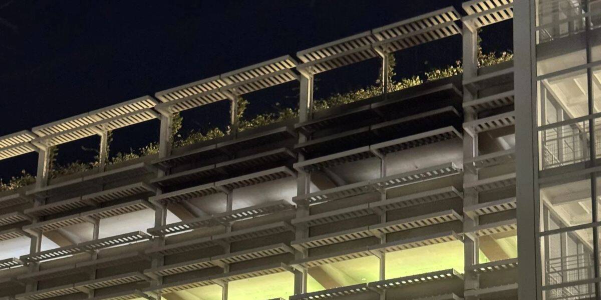 The Pixar Pals Parking Structure after the fire at Disneyland Resort.