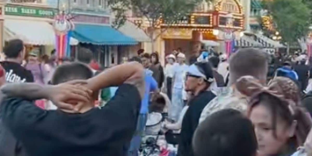 Disneyland Park's Main street USA bustling with crowds on 5/27/25