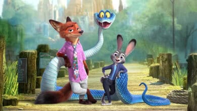 Nick Wilde and Judy Hopps with a snake