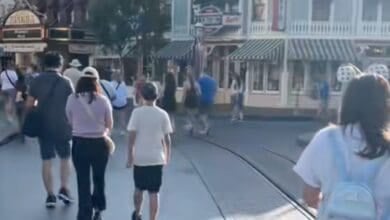 Sparse crowds on Main Street, USA at Disneyland Park