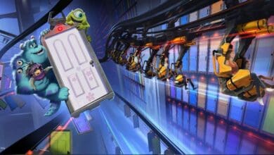 Concept art for the Monsters, Inc. roller coaster
