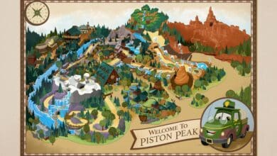 Illustrated map of Piston Peak National Park area in Frontierland at Magic Kingdom