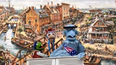 Sam Eagle in front of Disney's America theme park