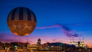 Disney Springs hot air balloon at night at Walt Disney World Resort