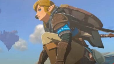 Link on a cliff in 'The Legends of Zelda'