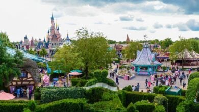 A panorama of Disneyland Park at Disneyland Paris Resort.