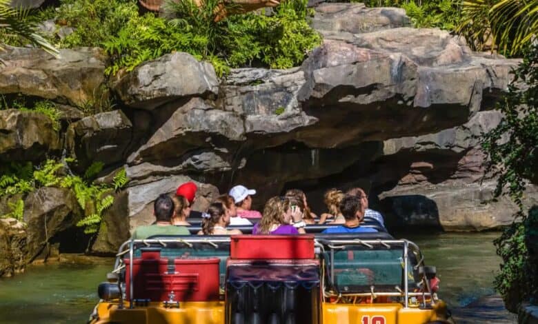 The back view of a boat on Jurassic Park River Adventure at Universal Orlando Resort