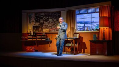 A wide shot of the animatronic and stage in "Walt Disney - A Magical Life"