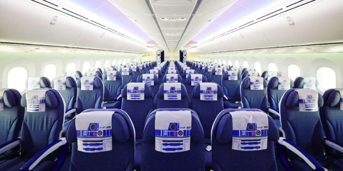 The interior of the ANA Star Wars R2-D2 jet.