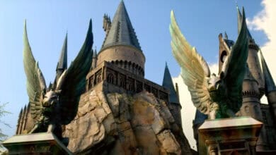 The exterior of Hogwarts castle at Universal Orlando Resort.