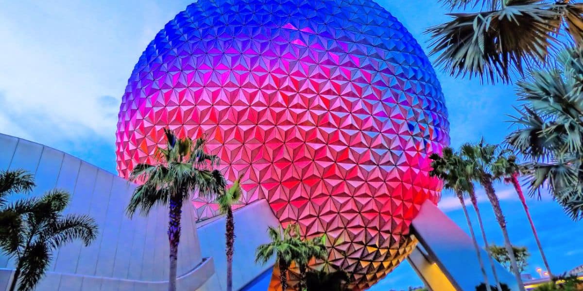Spaceship Earth with a rainbow filter.