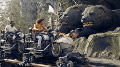 guests ride Hagrid's Magical Creatures Motorbike Adventure in Universal Orlando's Islands of Adventure park
