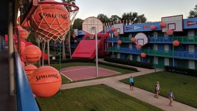 Basketball-themed area at Disney's All-Star Sports Resort.