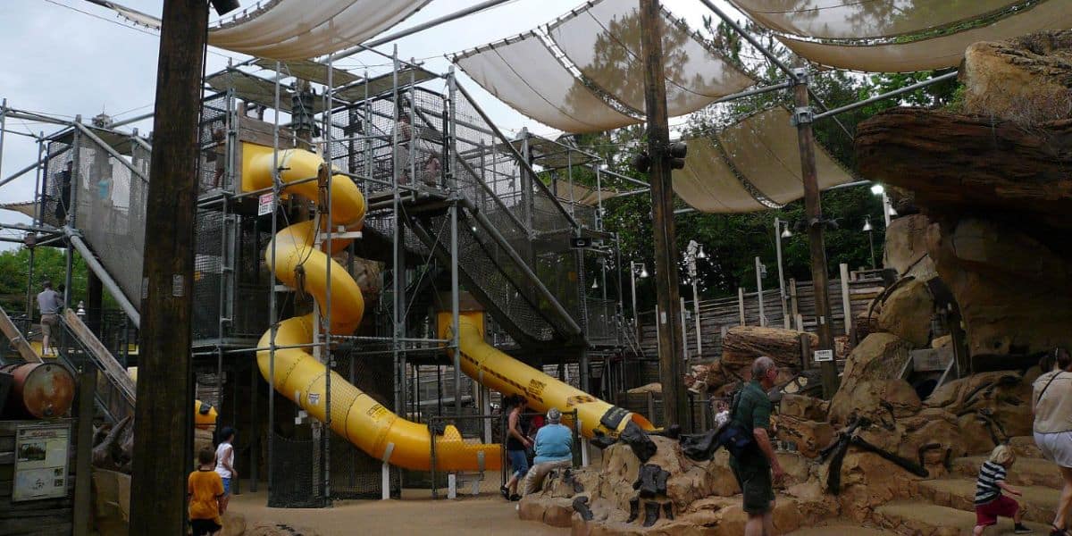 Children and adults play in The Boneyard.