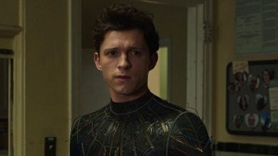 Tom Holland in black Spider-Man suit