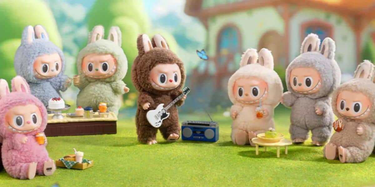 Labubu toys at a park