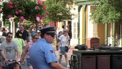 A Disney security cast member on Main Street, USA.